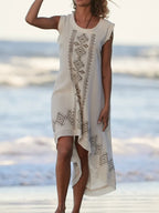 LONG BACK TRIBAL Dress - Cream - Earthy Tribal Festival Clothing