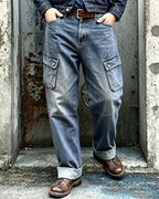 Vintage Washed Cargo Wide©\Leg Denim Pants