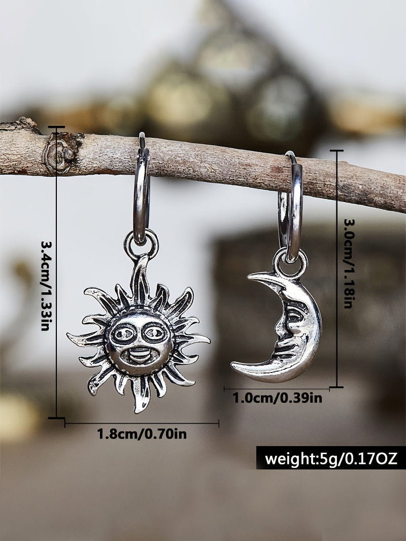 Creative Sun and Moon Pendant Earrings