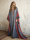 Linen Printed Kaftan Maxi Dress