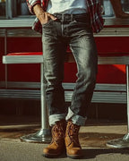 Vintage Aged Black©\Blue Heavy©\Weight Denim Slim Jeans
