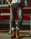Vintage Aged Black©\Blue Heavy©\Weight Denim Slim Jeans