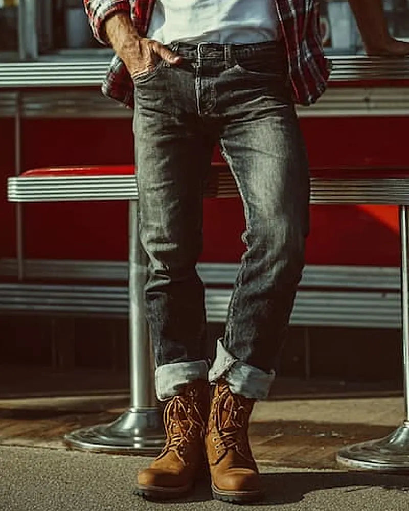 Vintage Aged Black©\Blue Heavy©\Weight Denim Slim Jeans