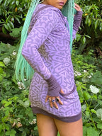 The Portal Dress - Organic Cotton Purple Cowl Hooded Dress
