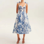 Stylish Organza Elegant Printed Midi Dress