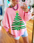 Christmas Tree Stripe Crewneck Sweatshirt
