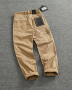 Vintage Herringbone Twill Riveted Double Knee Straight Cargo Pants