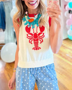 Lobster Embroidered Sleeveless Top