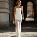 Elegant Strapless Vest & Lace Skrit Two Piece Set