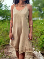 Bohemian Cotton Linen Straps Dress