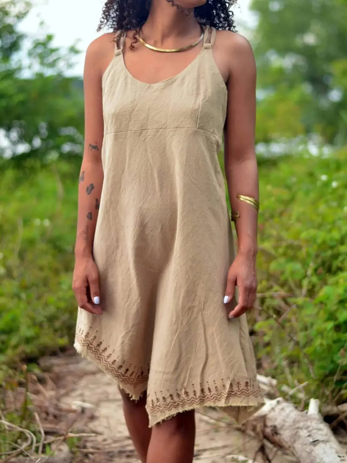 Bohemian Cotton Linen Straps Dress