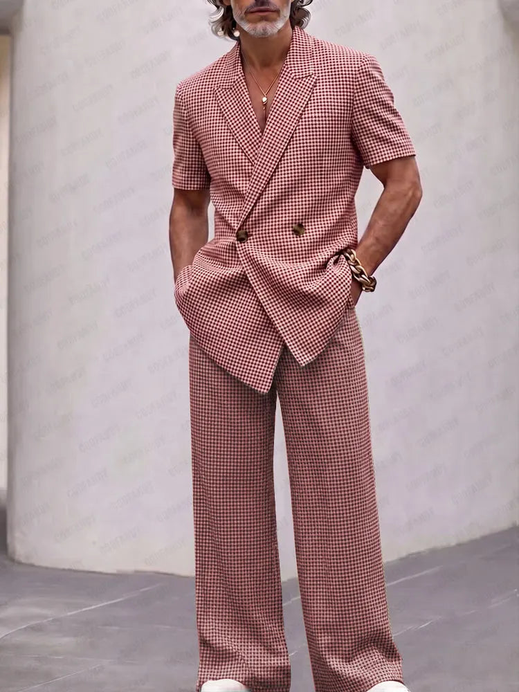 Vintage Smart Casual Plaid Matching Set