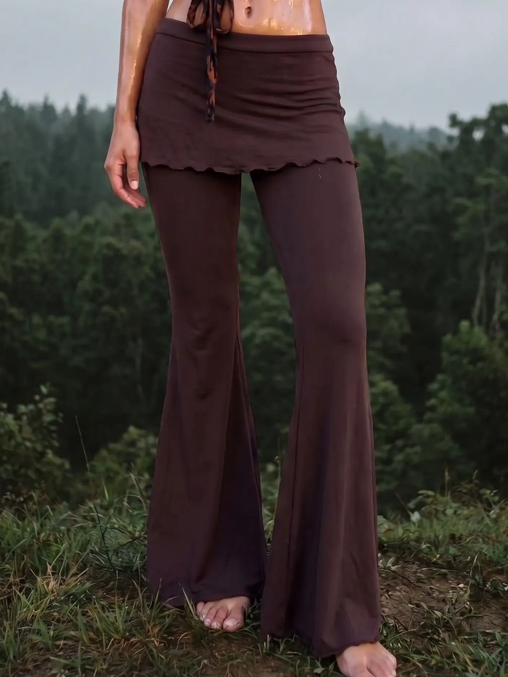 Ruffle Bustle Bell Bottoms ? Rayon Spandex Blend, Yoga Dance Pants