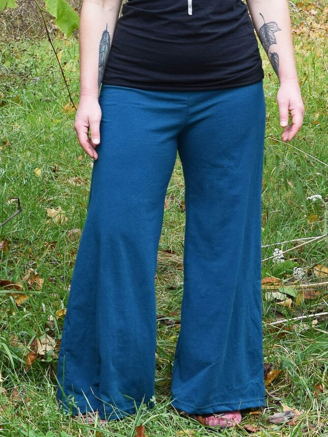 Hemp Blend Wide Leg Palazzo Pants - Yoga Waistband