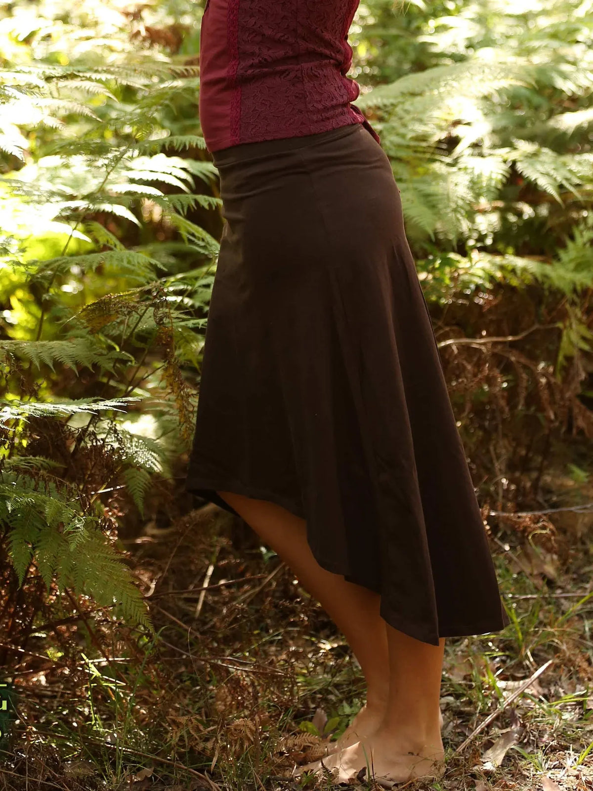 Boho Maxi Skirt, Long High Low Elegant , Hippie Stretch Clothing