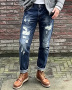 Vintage Ripped Distressed Tapered Balloon Denim Pants