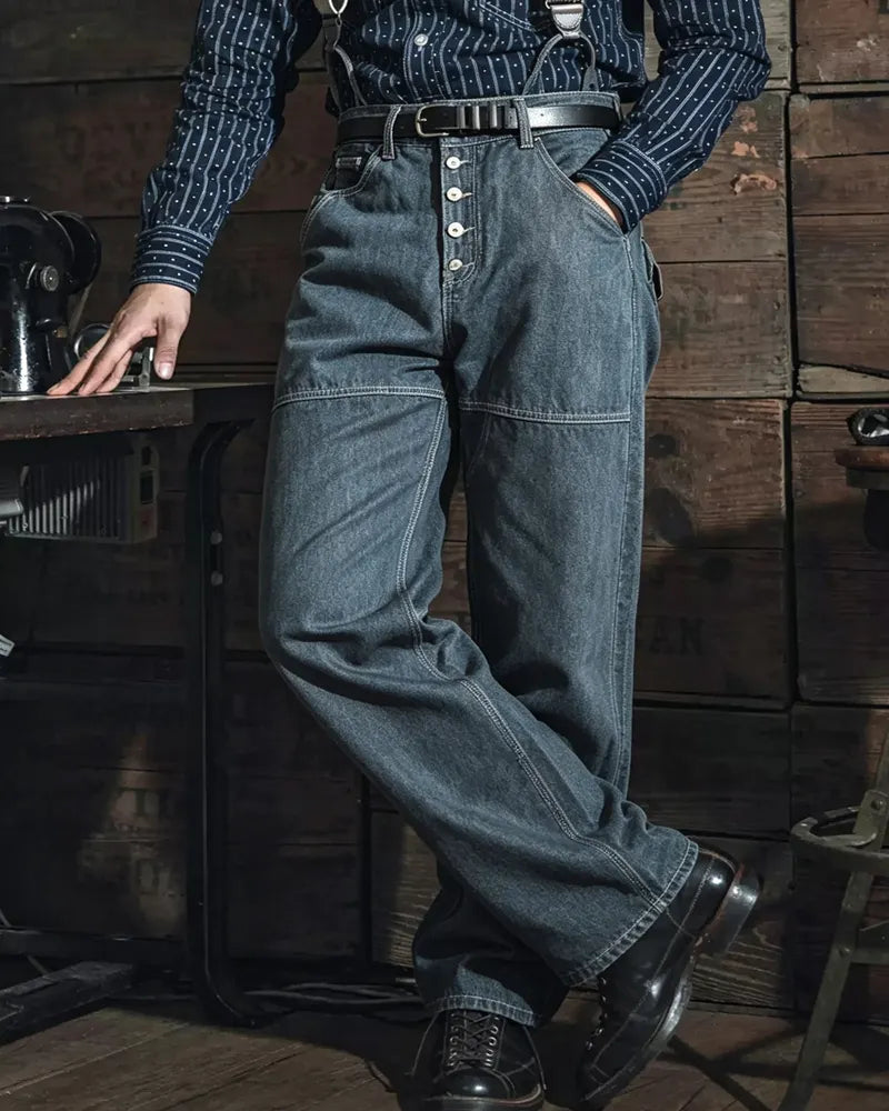 Vintage 13 Oz Raw Straight Leg Jeans