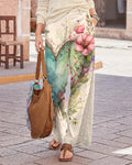 Retro Chic Heart Floral Print Wide-leg Pants