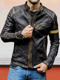 Stand Collar Punk Leather Jacket