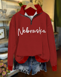 Nebraska Embroidered Half Zip Sweatshirt