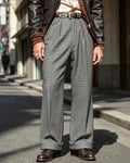 Vintage Gray Wool©\Blend High©\Waist Double©\Pleated Wide©\Leg Trousers