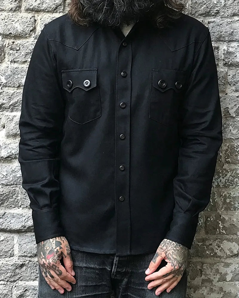Vintage Vintage Black Western Dual Chest Pocket Cargo Shirt