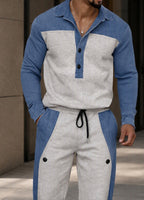 Effortless Style Contrast Patchwork Sweatsuit Set