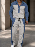 Effortless Style Contrast Patchwork Sweatsuit Set