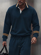 Athleisure Contrast Trim Sweatshirt Pants Set
