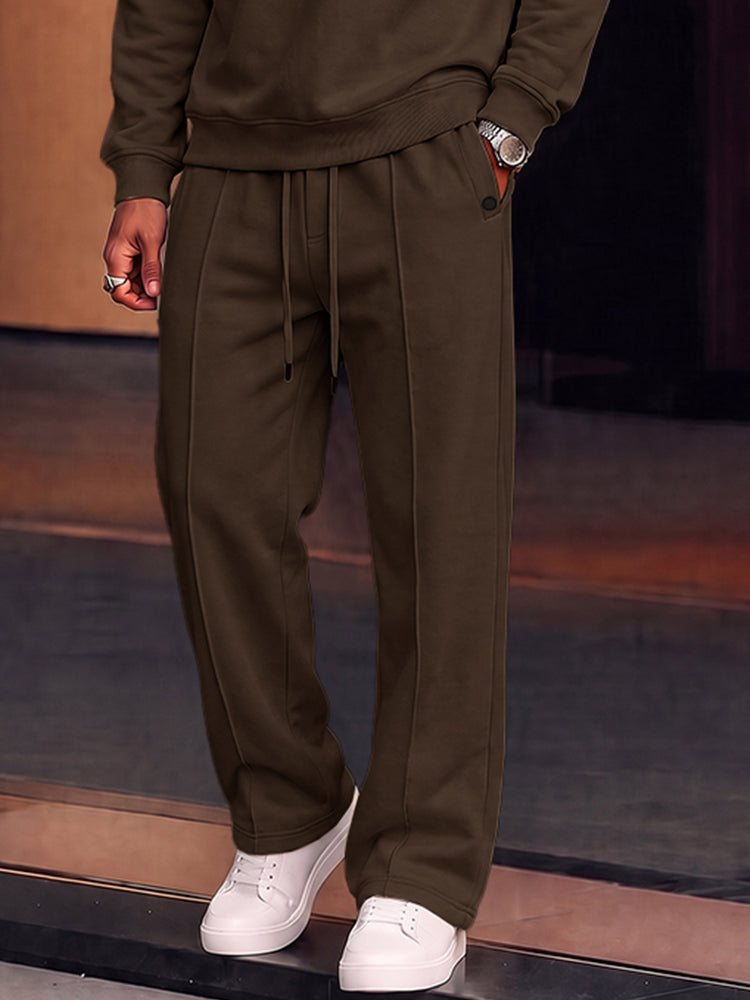 Casual Convertible Collar Fleece Sweatshirt Set