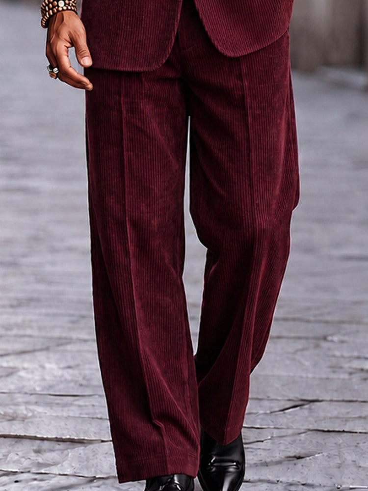 Smart Casual Retro Corduroy Matching Set