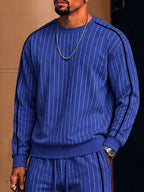 Casual Contrast Piping Pinstripe Matching Set