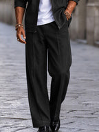 Vintage-Inspired Faux Denim Jacket Pants Set
