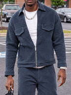Urban Casual Corduroy Jacket Pants Set