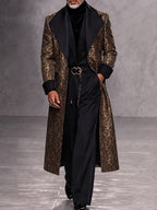Luxury Wide Contrasting Lapel Long Coat