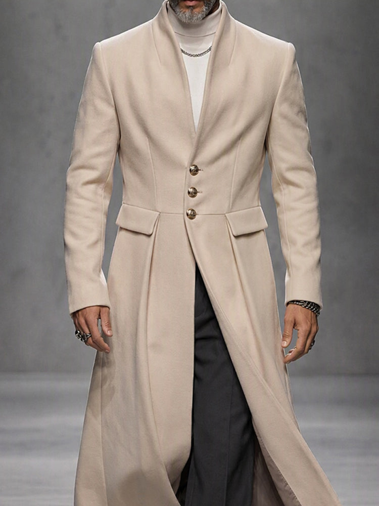 Refined Formal Tweed Long Overcoat