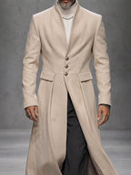 Refined Formal Tweed Long Overcoat