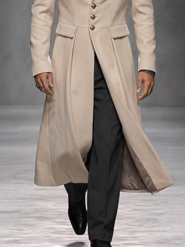 Refined Formal Tweed Long Overcoat