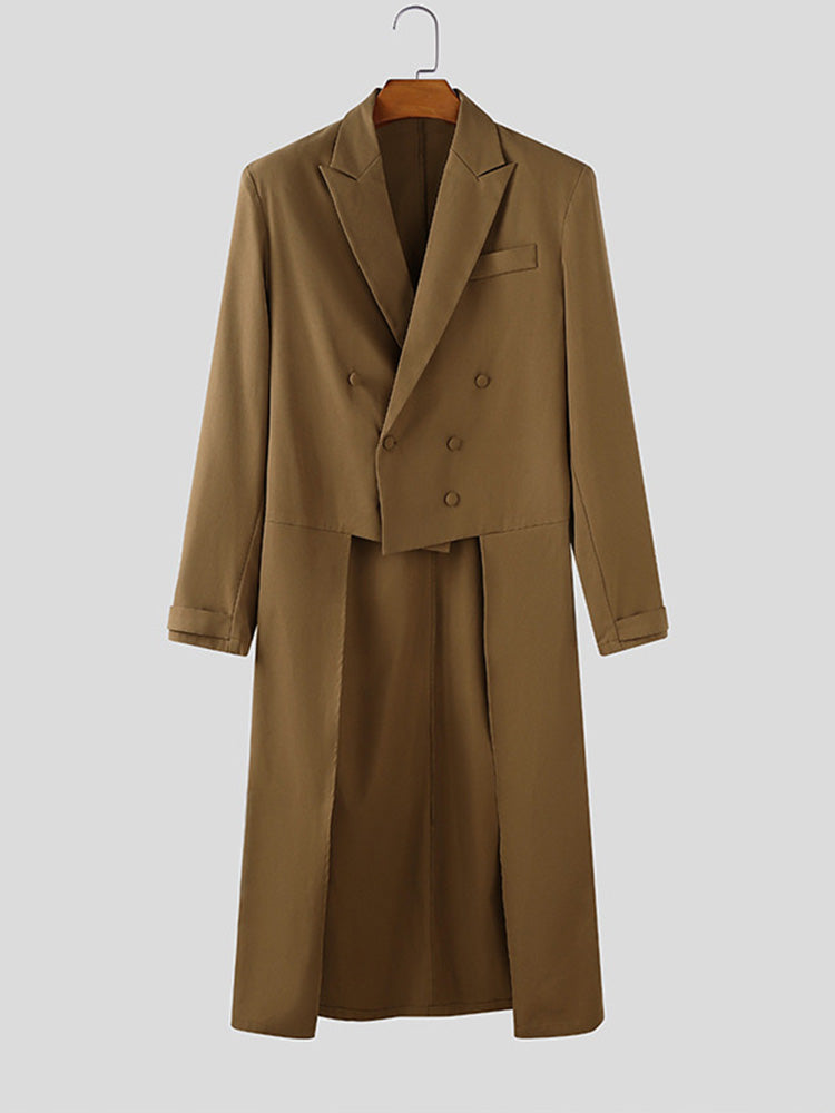 Designer Faux Two-Piece Long Suit Overcoat