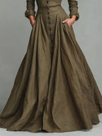 Vintage button-down shirt floor-length dress