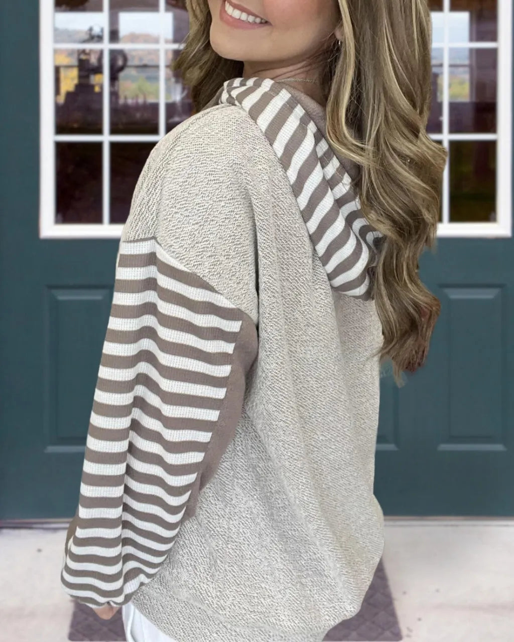Colorblock  Stripe Terry Hoodie