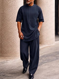 Casual Creative Pocket Longline Top Pants Set