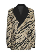 Retro Beige Tiger Print Double-breasted 2-piece Suit