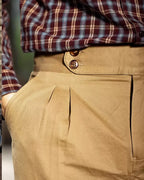 Vintage Khaki Cotton Twill High©\Waist Trousers