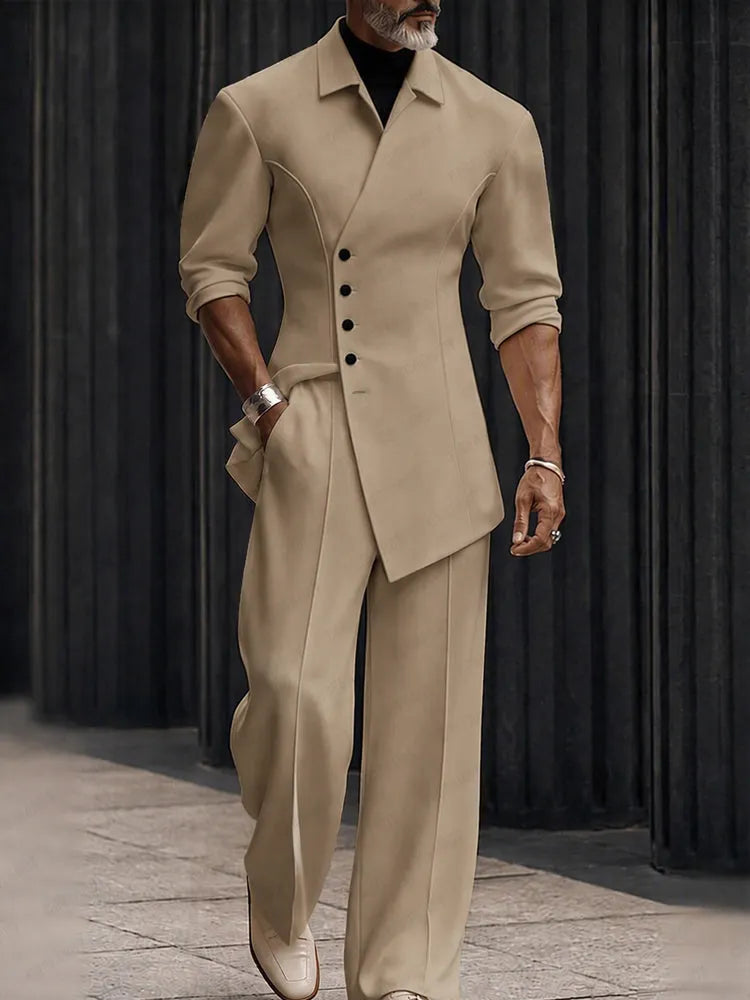 Modern Asymmetric Tailored Two Piece Set