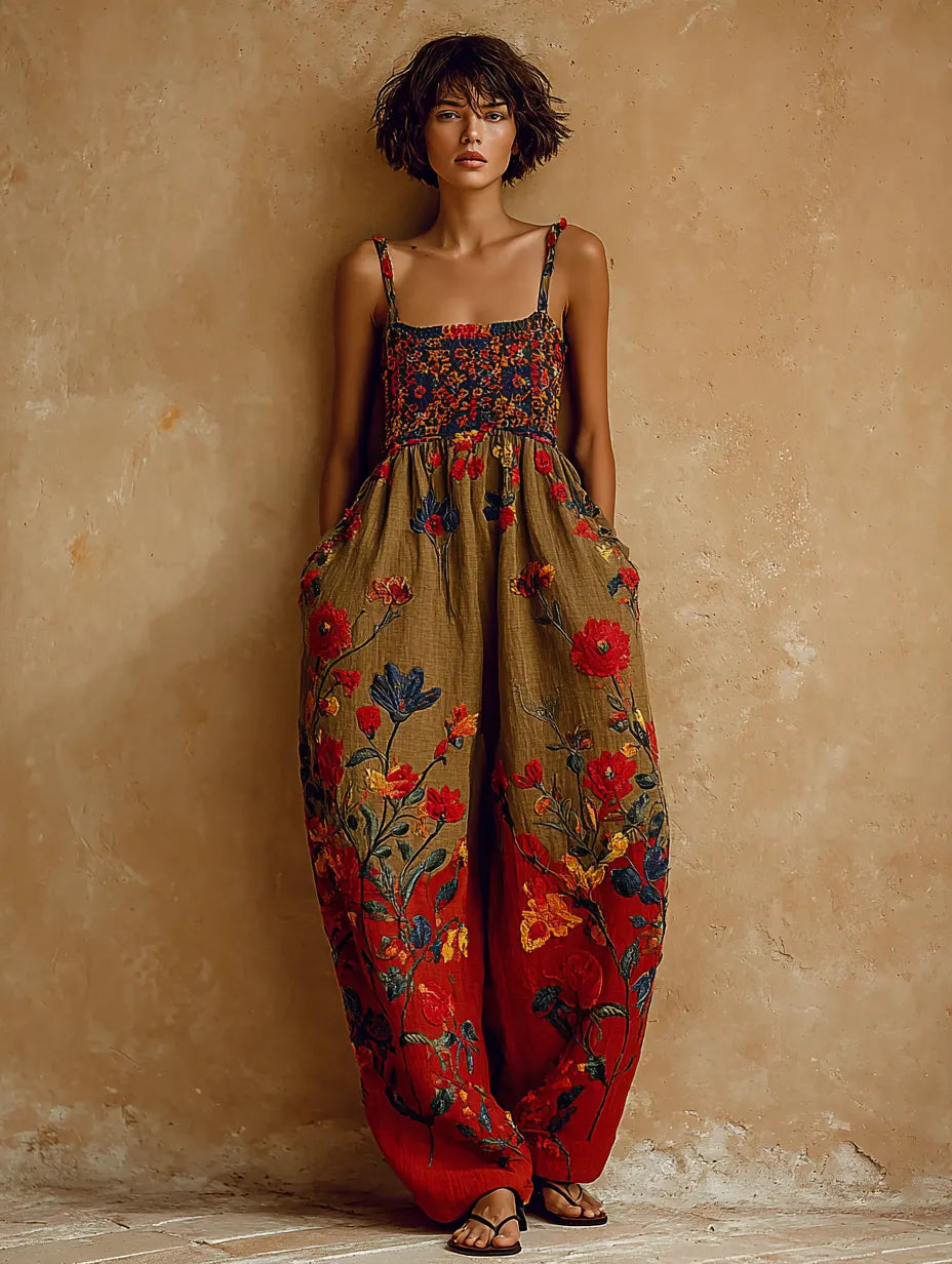 Women's Soft Casual Fashion Brown Strap Jumpsuit
