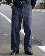 Vintage Indigo Stripes With Exposed Stitching Jeans