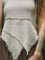 Earthy Cotton Pixie Halter Top - Tribal Bohemian Festival Wear