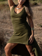 Boho Goddess Maxi Dress: High Low Hem, Festival Elven Gown