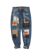 Vintage Denim Multi©\Plaid©\Patchwork Tapered Jeans